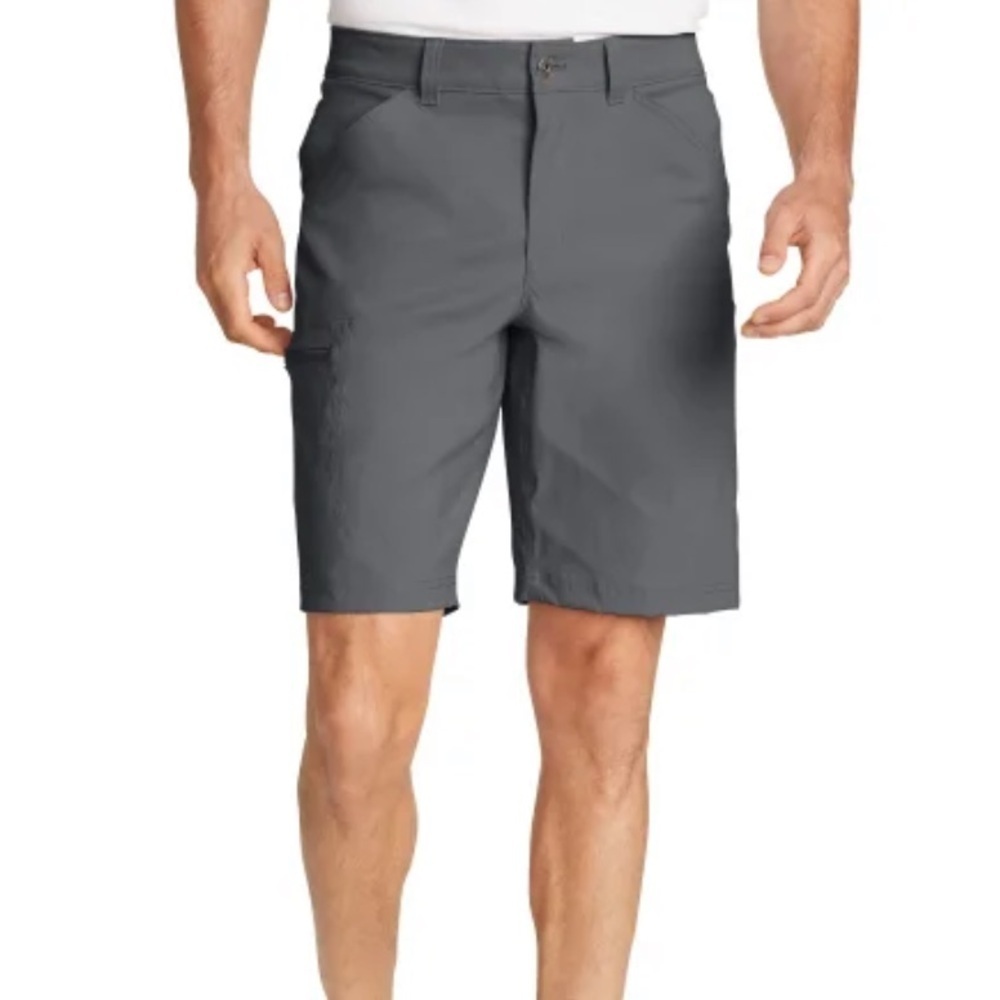 New Mens Eddie Bauer gray Rainier 10’ tech short lightweight water repellent - Picture 3 of 8